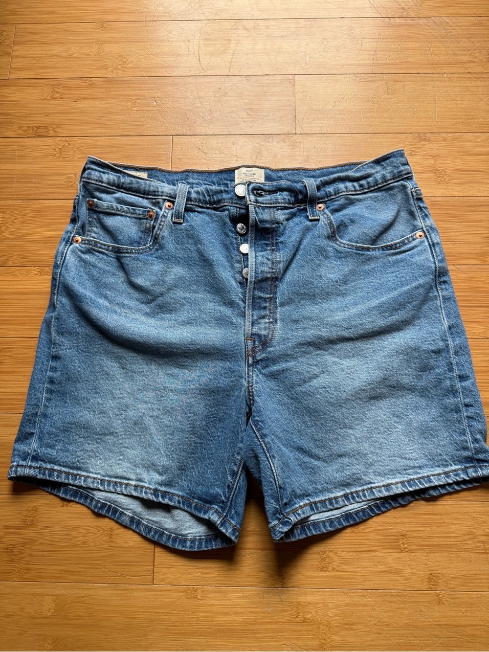 Levi's Classic Medium Blue High-Rise Button-Fly Denim Shorts
